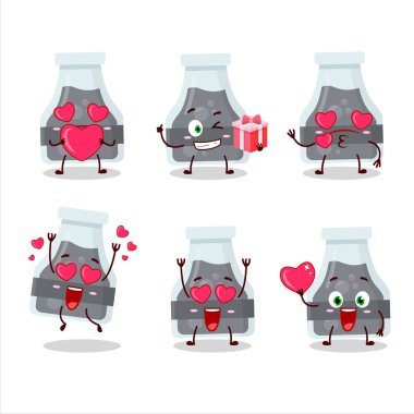 Siyah iksir çizgi film karakteri. Sevgi ifadesi olan.