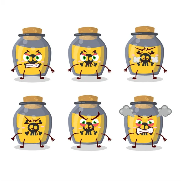 Dangerous potion cartoon character with various angry expressions — Stock Vector