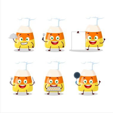 Çeşitli şef ifadeleriyle mısır şekeri karakteri.