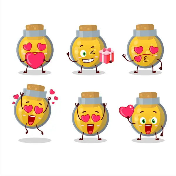 Personaje de dibujos animados poción de oro con amor lindo emoticono — Archivo Imágenes Vectoriales