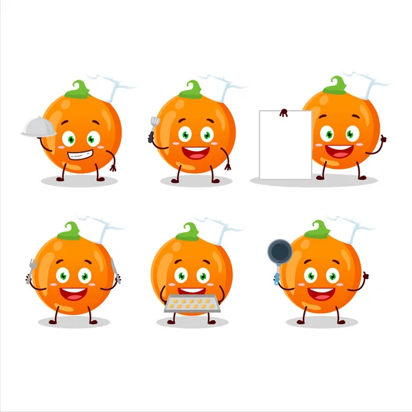 Cartoon-Charakter von halloween orange candy mit verschiedenen Chef emoticons — Stockvektor