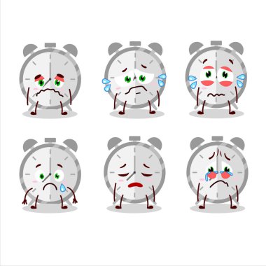 Üzgün ifadeli alarmlı çizgi film karakteri