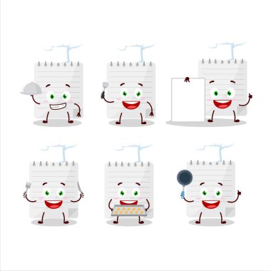 Çeşitli şef ifadeleri olan yapışkan notların çizgi film karakteri