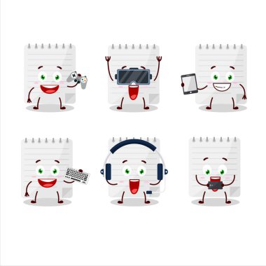 Yapışkan notlar çizgi film karakteri çeşitli şirin duygu simgeleriyle oyunlar oynuyor