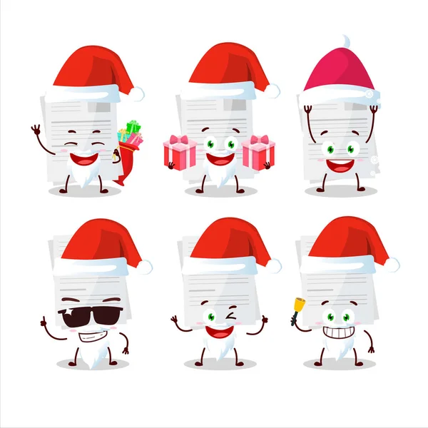 Emoticons de Papai Noel com papel de ensaio personagem de desenho animado — Vetor de Stock