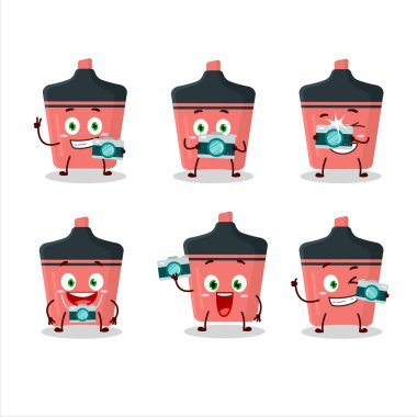 Pembe fosforlu çizgi film karakteri ile fotoğrafçılık mesleği simgesi