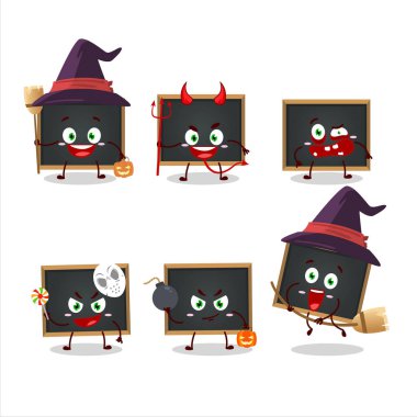 Kara tahtanın çizgi film karakterli Cadılar Bayramı yüz ifadeleri