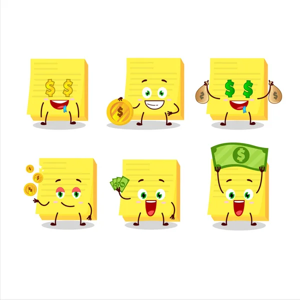 Klisterlappar gul tecknad karaktär med söt emoticon ge pengar — Stock vektor