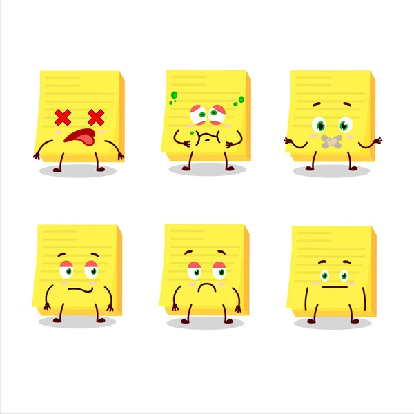 Sticky notes yellow cartoon character with nope expression — Stock Vector