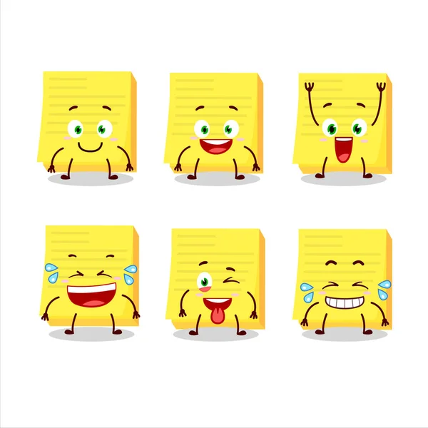 Personaje de dibujos animados de notas adhesivas amarillas con expresión de sonrisa — Vector de stock