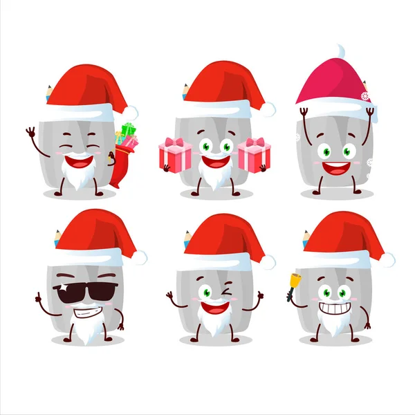 Emoticones de Papá Noel con vaso de personaje de dibujos animados a lápiz — Vector de stock