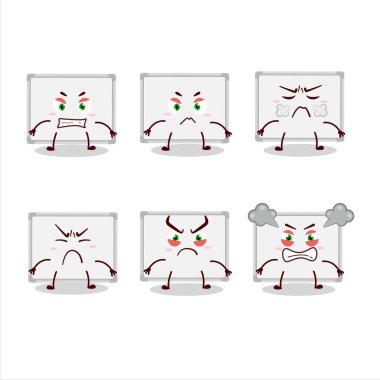 Çeşitli kızgın ifadeleri olan beyaz tahta çizgi film karakteri