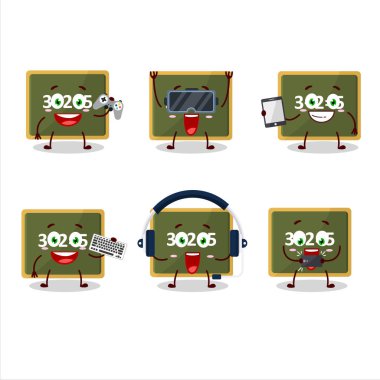 Tebeşir tahtası çizgi film karakteri çeşitli şirin ifadelerle oyunlar oynuyor.