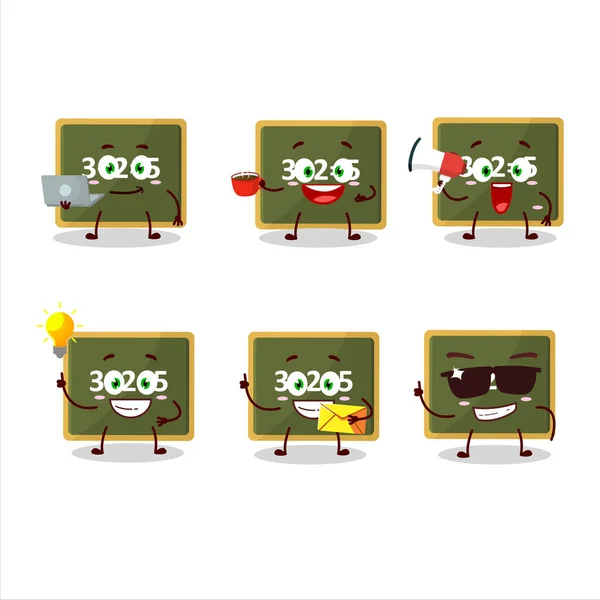Personagem de desenho animado quadro giz com vários tipos de emoticons de negócios — Vetor de Stock