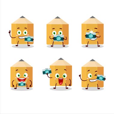 Kalem karikatür karakteri ile fotoğrafçılık mesleği simgesi