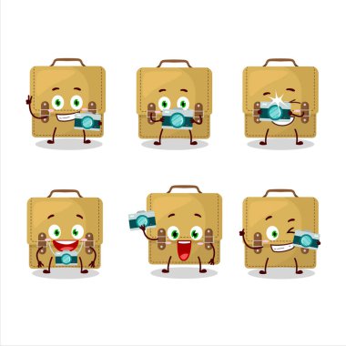 Askı çantası okul çizgi film karakteri ile fotoğrafçılık mesleği simgesi