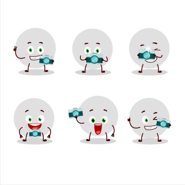 Voleybol topu karikatür karakterli fotoğrafçılık mesleği simgesi.