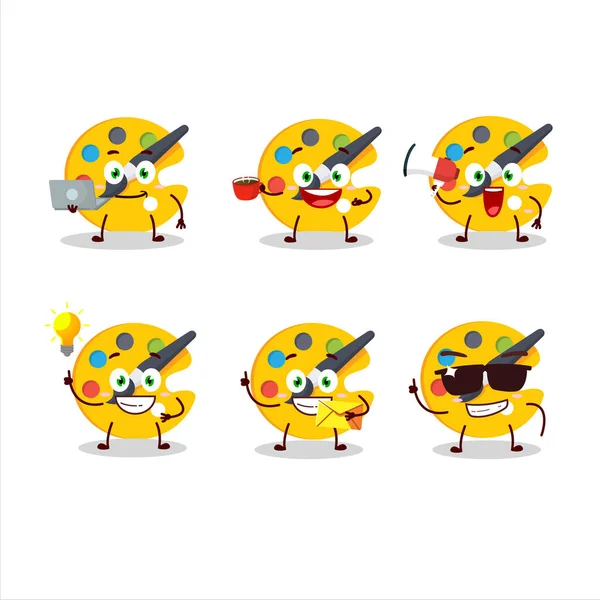 Farbpalette Cartoon Figur Mit Verschiedenen Arten Von Business Emoticons Vector — Stockvektor