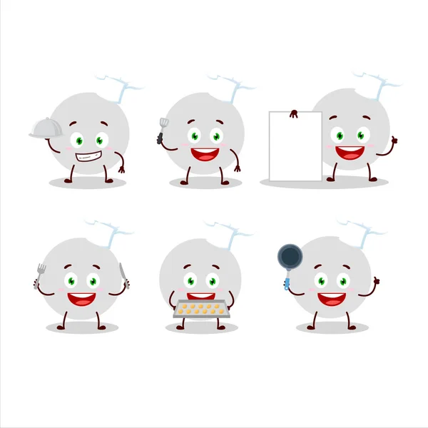 Personaje Dibujos Animados Voleibol Con Varios Emoticonos Chef Ilustración Vectorial — Vector de stock