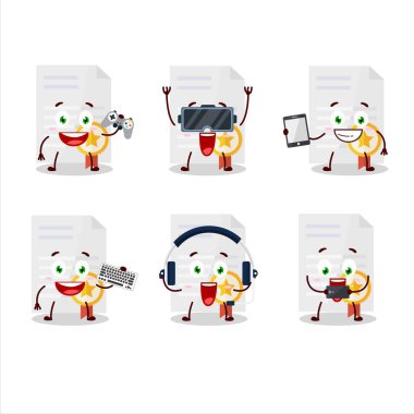 Ödüllü karikatür karakteri çeşitli şirin ifadelerle oyunlar oynuyor. Vektör illüstrasyonu