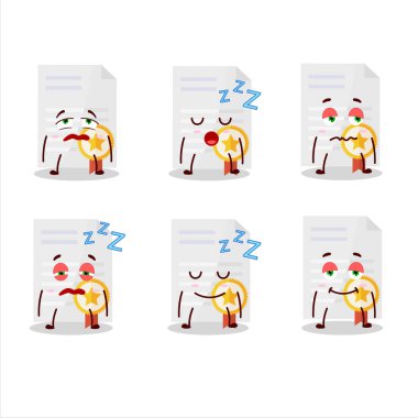 Uykulu ifadeli çizgi film karakteri. Vektör illüstrasyonu.