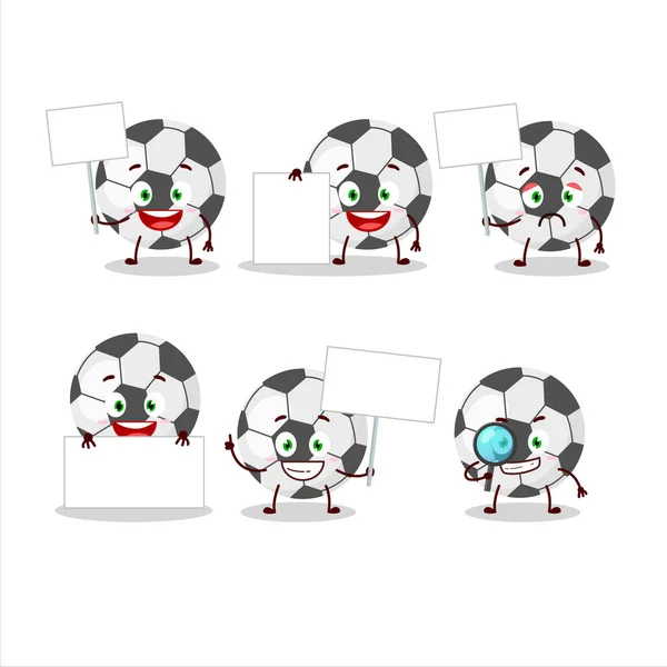 サッカーボール漫画のキャラクターは 情報ボードをもたらす — ストックベクタ