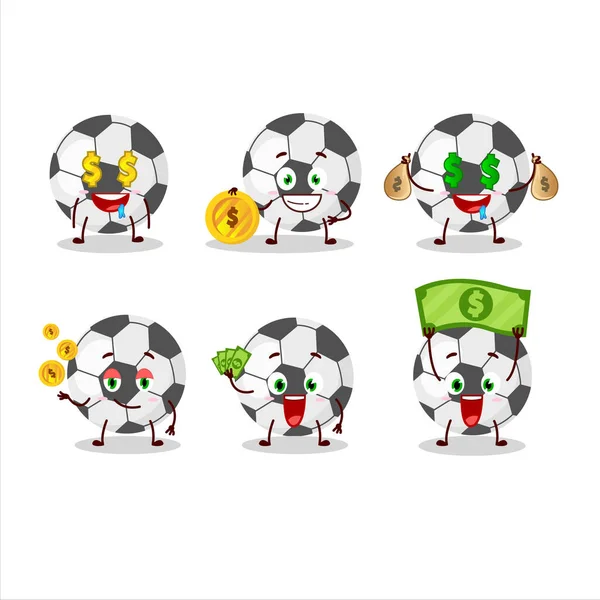 Pelota Fútbol Personaje Dibujos Animados Con Emoticonos Lindo Traer Money — Archivo Imágenes Vectoriales