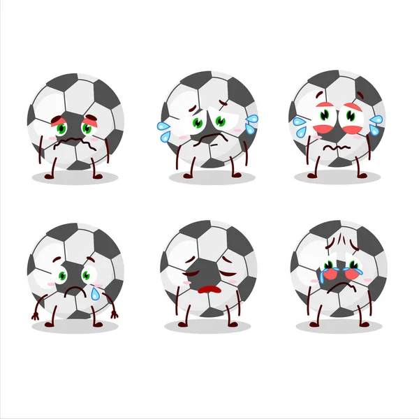 Personaje Dibujos Animados Pelota Fútbol Con Expresión Triste Ilustración Vectorial — Vector de stock