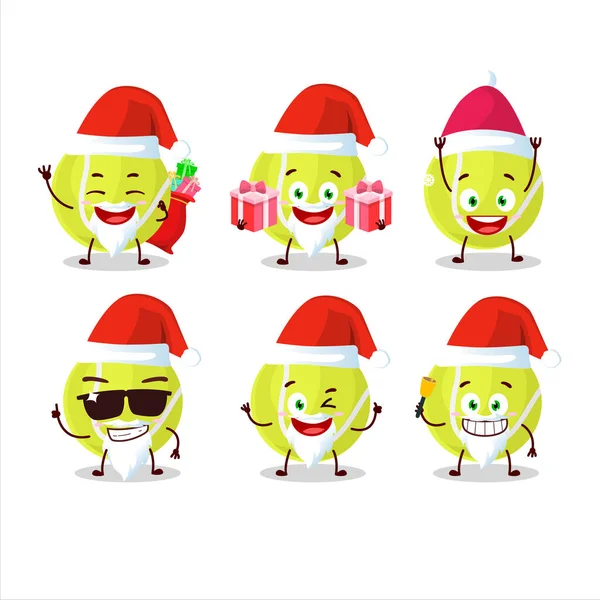 Émoticônes Père Noël Avec Personnage Dessin Animé Balle Tennis Illustration — Image vectorielle