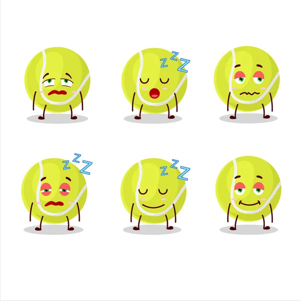 Cartoon Character Tennis Ball Sleepy Expression Vector Illustration — Stock Vector