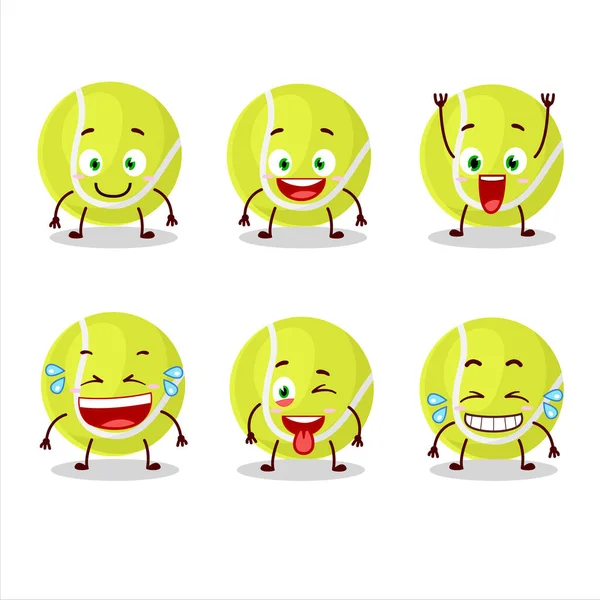 Personagem Desenho Animado Bola Tênis Com Expressão Sorriso Ilustração Vetorial — Vetor de Stock