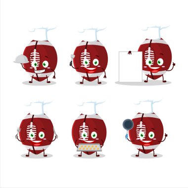 Çeşitli şef ifadeleriyle ragbi topunun çizgi film karakteri.