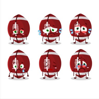 Hüzünlü ifadeli ragbi topu çizgi film karakteri