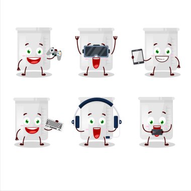 Bilim şişesi çizgi film karakteri çeşitli şirin ifadelerle oyunlar oynuyor.