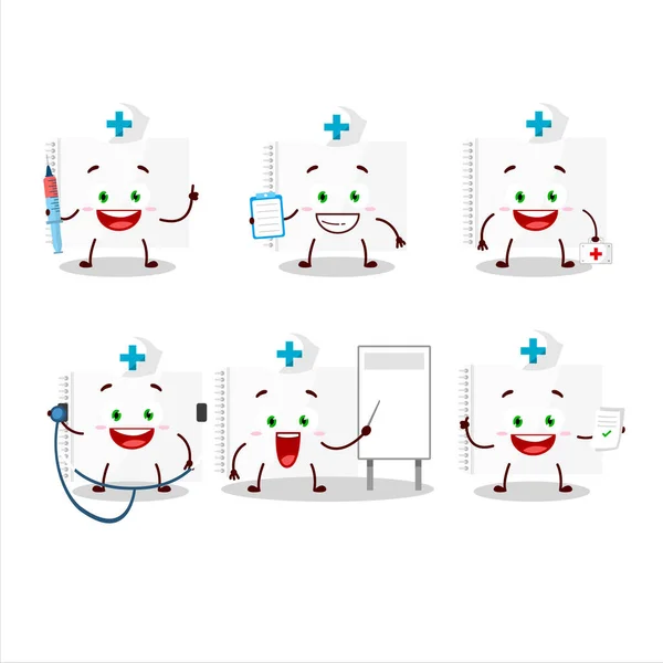 Doctor profession emoticon with drawing book cartoon character — Stock Vector