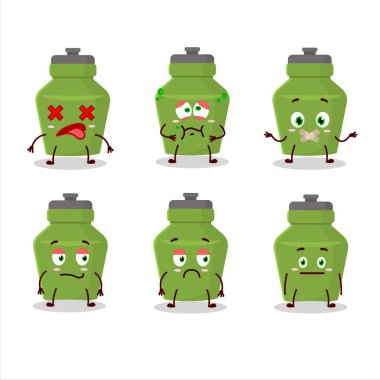 Yeşil içki şişesi çizgi film karakteri. İfadesiz. Vektör illüstrasyonu.