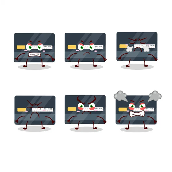 Karta kredytowa postać z kreskówek z różnych gniewnych wyrażeń — Wektor stockowy