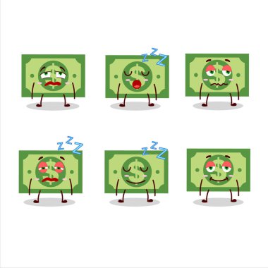 Uykulu ifadeli çizgi film karakteri. Vektör illüstrasyonu