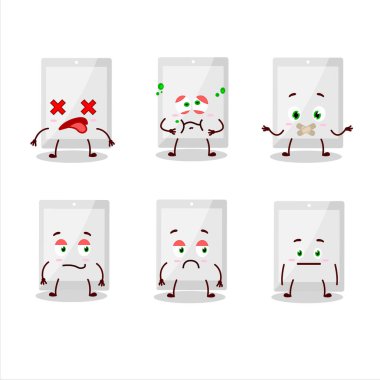 İfadesiz beyaz tablet çizgi film karakteri. Vektör illüstrasyonu