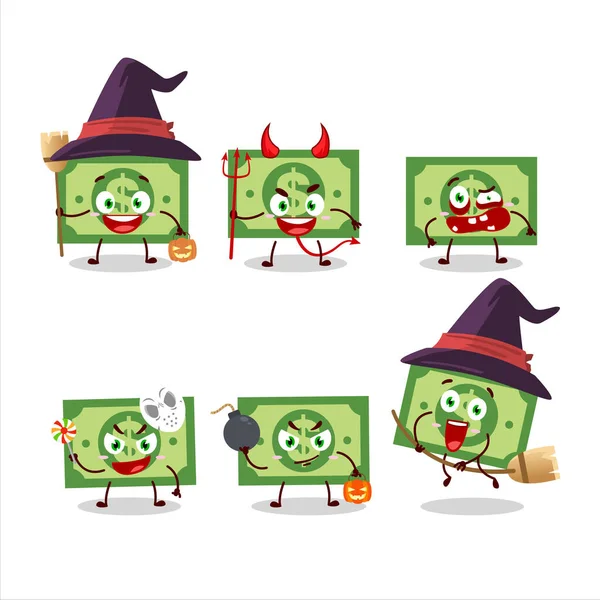 Paranın çizgi film karakteri ile cadılar bayramı ifadesi. Vektör illüstrasyonu