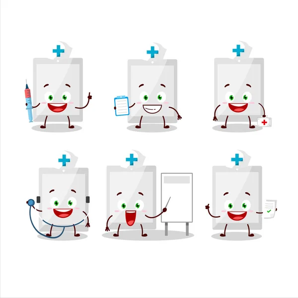 Médecin Émoticône Profession Avec Tablette Blanche Personnage Dessin Animé Illustration — Image vectorielle