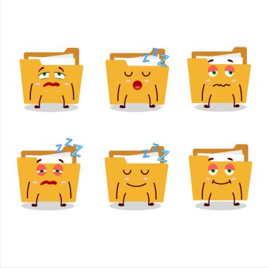 Dosya dizini a 'nın çizgi film karakteri. Uykulu ifadeli. Vektör illüstrasyonu