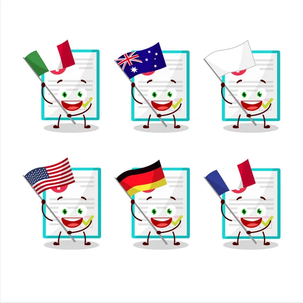 Medical Payment Cartoon Character Bring Flags Various Countries Vector Illustration — Stock Vector