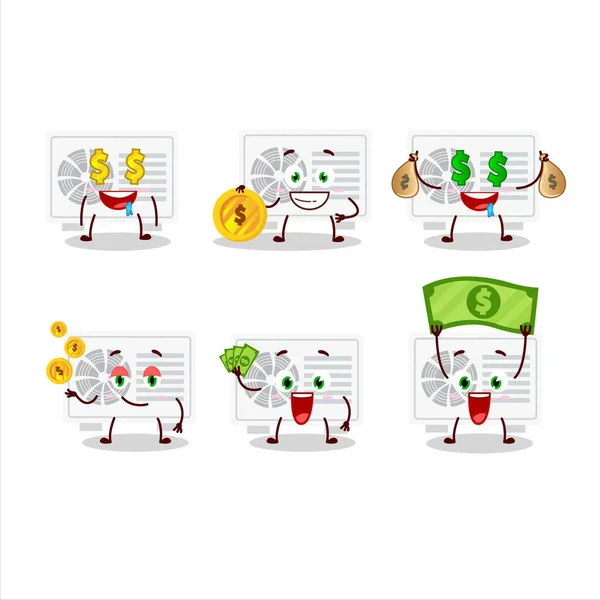 Luftkonditionering utomhus tecknad karaktär med söt emoticon ge pengar — Stock vektor