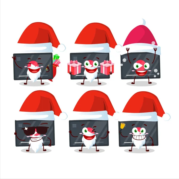 Émoticônes du Père Noël avec bouton de lecture vidéo personnage de dessin animé — Image vectorielle