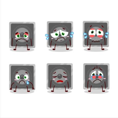 Hüzünlü ifadeli müzik konuşmacısı çizgi film karakteri