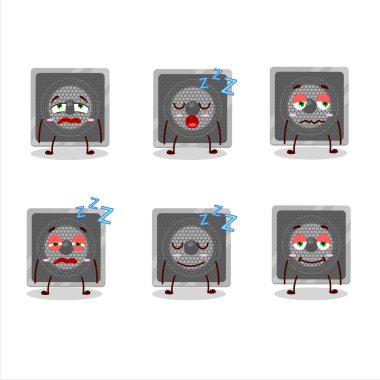 Uykulu ifadeli müzik konuşmacısının çizgi film karakteri