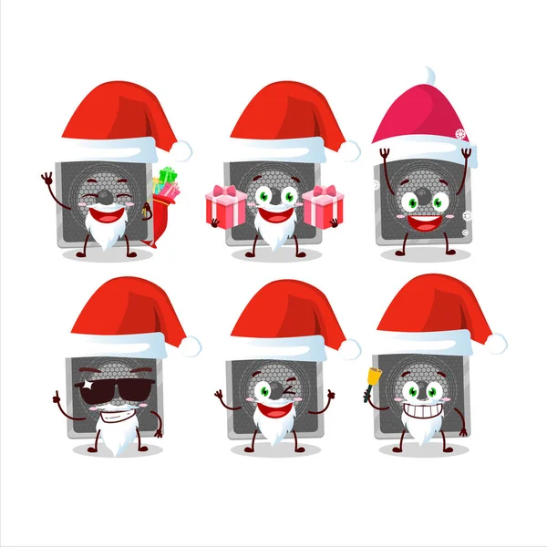 Émoticônes du Père Noël avec haut-parleur musical personnage de dessin animé — Image vectorielle