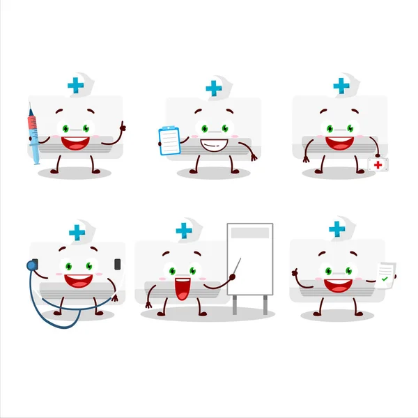 Médecin émoticône profession avec climatiseur personnage de dessin animé — Image vectorielle