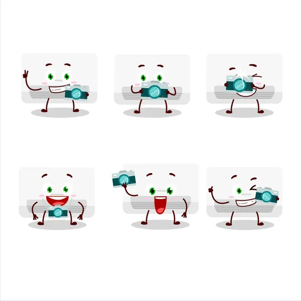 Photographe profession emoticon avec climatiseur personnage de dessin animé — Image vectorielle